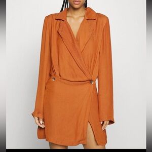 Free People Simone Notch Lapel Cinnabar Mini Dress Size Large